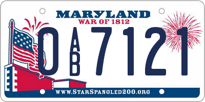 MD license plate 0AB7121