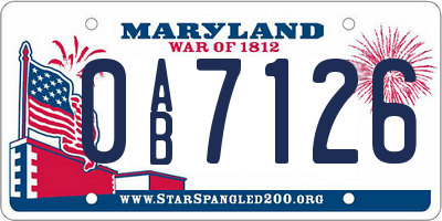 MD license plate 0AB7126