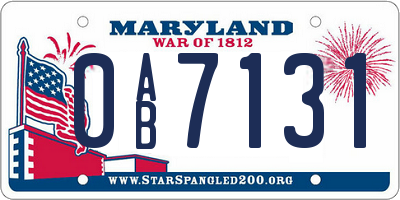 MD license plate 0AB7131