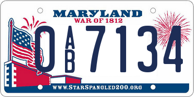 MD license plate 0AB7134