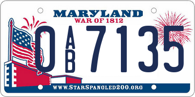 MD license plate 0AB7135