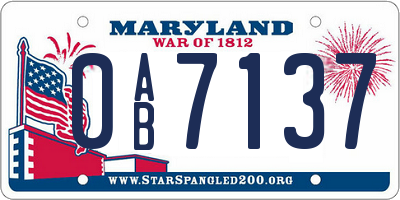 MD license plate 0AB7137