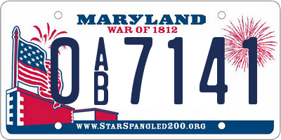 MD license plate 0AB7141