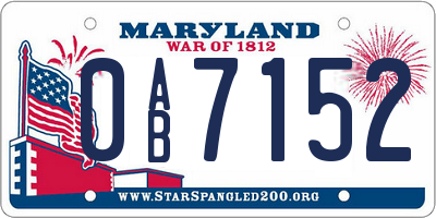 MD license plate 0AB7152