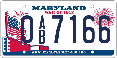 MD license plate 0AB7166