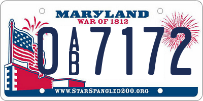 MD license plate 0AB7172
