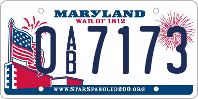 MD license plate 0AB7173