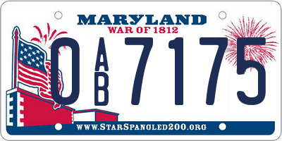MD license plate 0AB7175