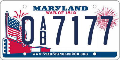 MD license plate 0AB7177
