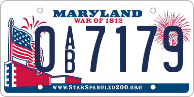 MD license plate 0AB7179
