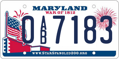 MD license plate 0AB7183