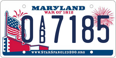 MD license plate 0AB7185