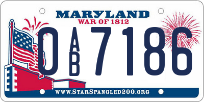 MD license plate 0AB7186