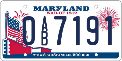 MD license plate 0AB7191