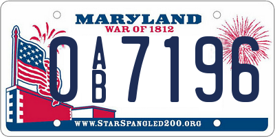 MD license plate 0AB7196