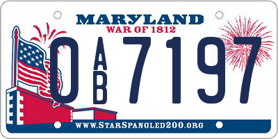 MD license plate 0AB7197
