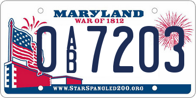 MD license plate 0AB7203