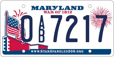 MD license plate 0AB7217