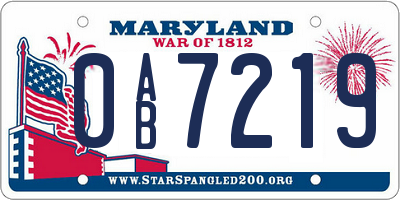 MD license plate 0AB7219