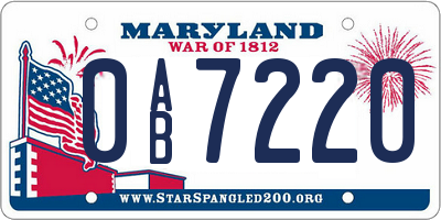 MD license plate 0AB7220