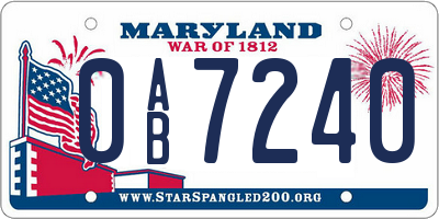MD license plate 0AB7240