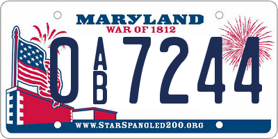 MD license plate 0AB7244