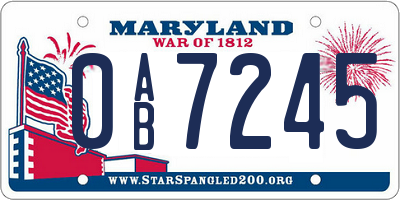 MD license plate 0AB7245