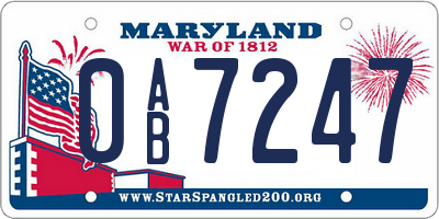 MD license plate 0AB7247