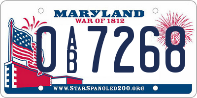 MD license plate 0AB7268