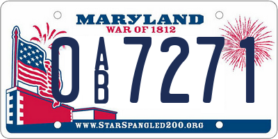 MD license plate 0AB7271