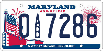 MD license plate 0AB7286
