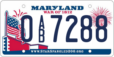 MD license plate 0AB7288