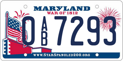 MD license plate 0AB7293
