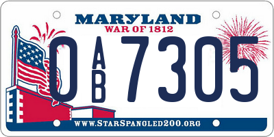 MD license plate 0AB7305