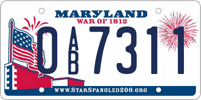 MD license plate 0AB7311