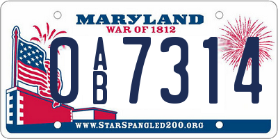 MD license plate 0AB7314