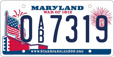 MD license plate 0AB7319