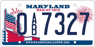 MD license plate 0AB7327