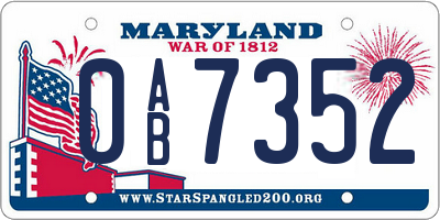 MD license plate 0AB7352