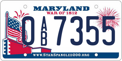 MD license plate 0AB7355