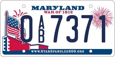 MD license plate 0AB7371
