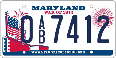 MD license plate 0AB7412