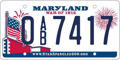 MD license plate 0AB7417