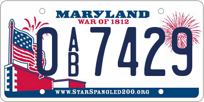 MD license plate 0AB7429