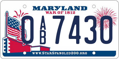 MD license plate 0AB7430