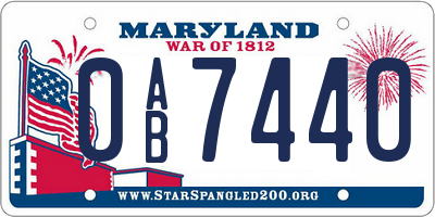 MD license plate 0AB7440