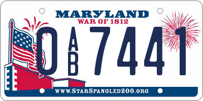 MD license plate 0AB7441