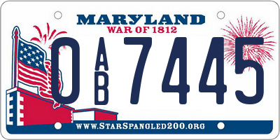MD license plate 0AB7445