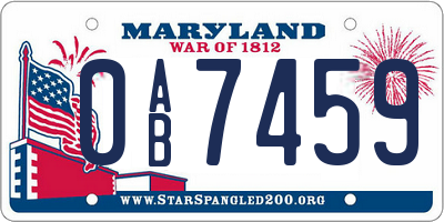 MD license plate 0AB7459