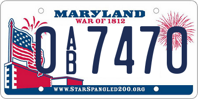 MD license plate 0AB7470